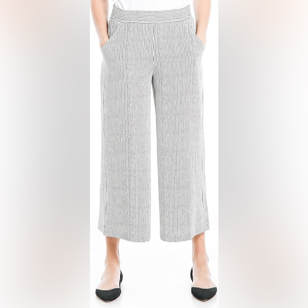 Max Studio Crepe Wide Leg Cropped Pull-On Pants